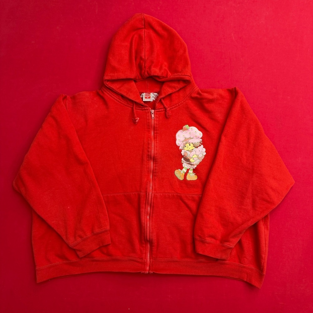VTG Strawberry Shortcake Red Zip Up Hoodie 3XL 2003 Graphic Y2K Plus Size